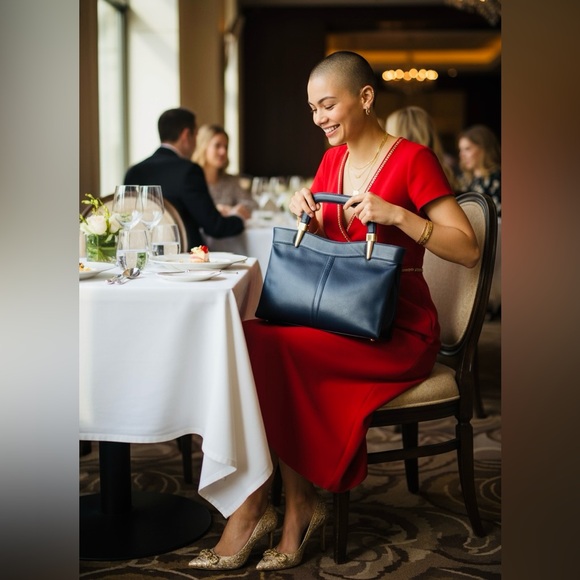 SUSAN GAIL Black & Gold Genuine Leather Tote, Vintage. EUC - Picture 2 of 13